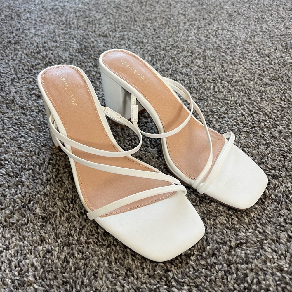 White strappy heels
